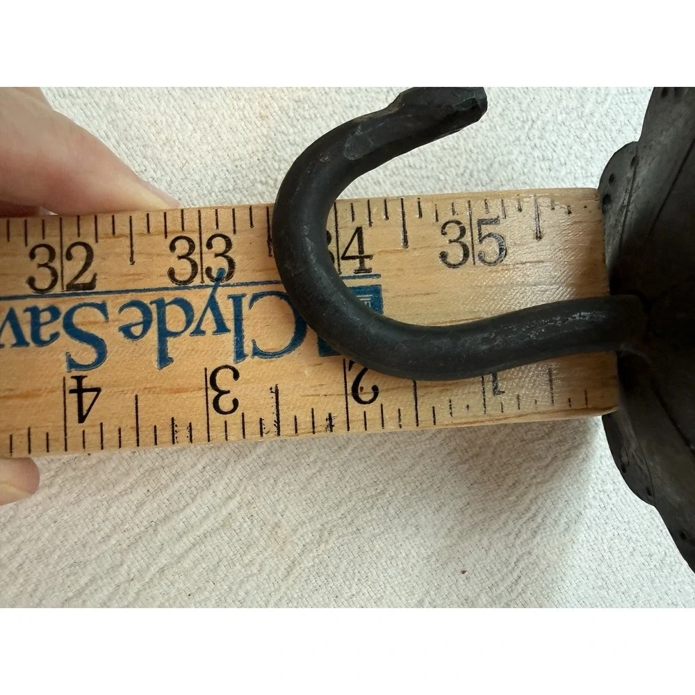 VTG Hand Forged Iron Wall Hook Scalloped Flower Backplate Rustic Farmhouse